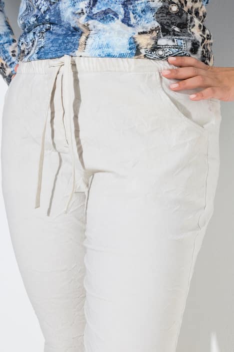 Broek, joggingstijl, crinkle-look, elastische tailleband