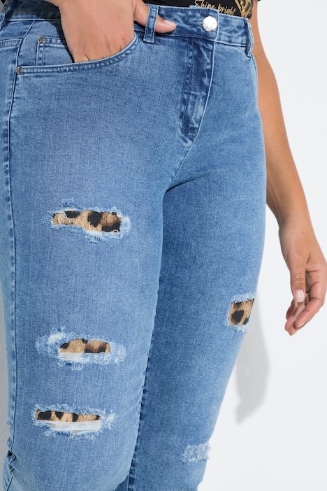 Jeans, Slim Fit, 5-Pocket, Leo-Patches, Moonwashed Denim