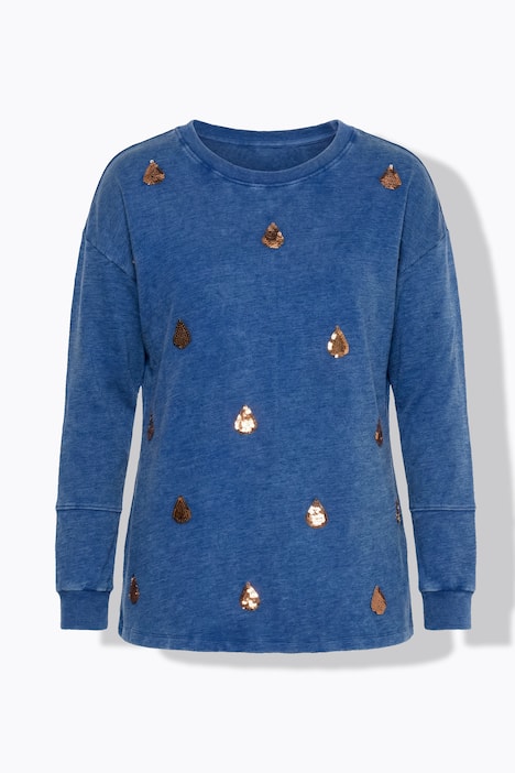 Sweatshirt, Loose Fit, Jeansoptik, Kuper-Pailletten