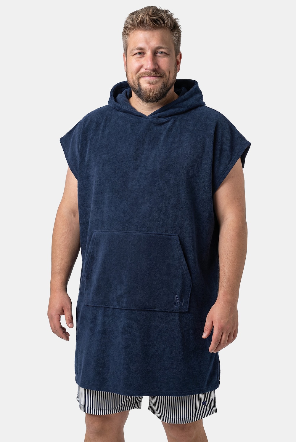 Badeponcho, Sweat, Kapuze, Kängurutasche, weite Passform