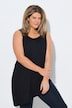 Top long, volant, coupe A, col rond, sans manches, coton bio