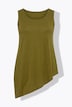 Top long, volant, coupe A, col rond, sans manches, coton bio