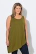 Top long, volant, coupe A, col rond, sans manches, coton bio