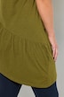 Top long, volant, coupe A, col rond, sans manches, coton bio