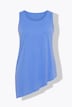 Top long, volant, coupe A, col rond, sans manches, coton bio