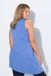 Top long, volant, coupe A, col rond, sans manches, coton bio