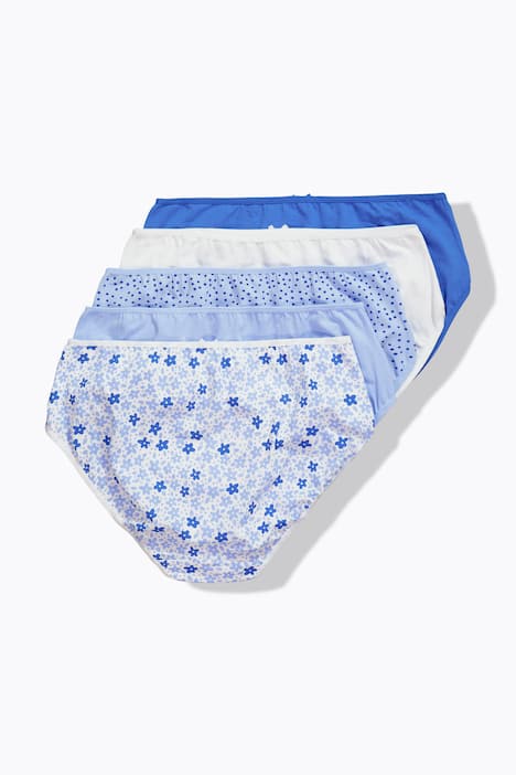 Midi-slips, set van 5, bloemen / blauwe tinten