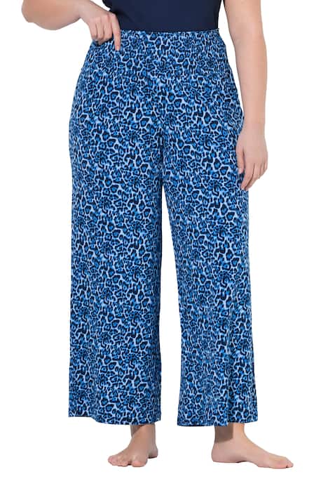Kalhoty Marlene, leopardí vzor, široké nohavice, elastický pas