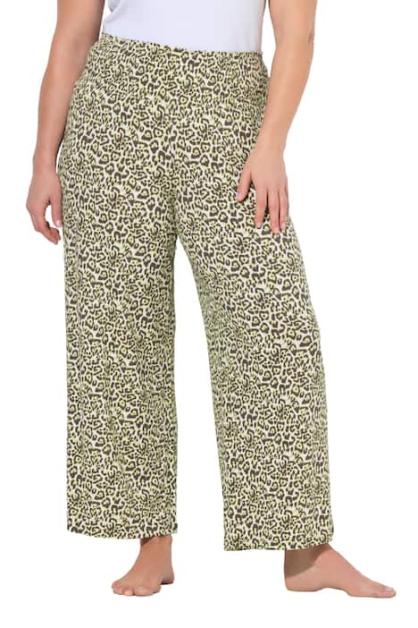 Kalhoty Marlene, leopardí vzor, široké nohavice, elastický pas