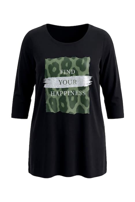 Tričko, A střih, třpytivý motiv s nápisem, 3/4 rukávy