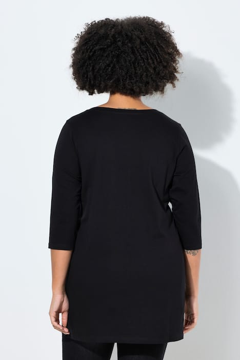 T-Shirt, A-Linie, Glitzer-Motiv mit Schriftzug, 3/4-Ärmel