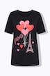 T-Shirt, A-Linie, Eiffelturm mit Herzen, Halbarm