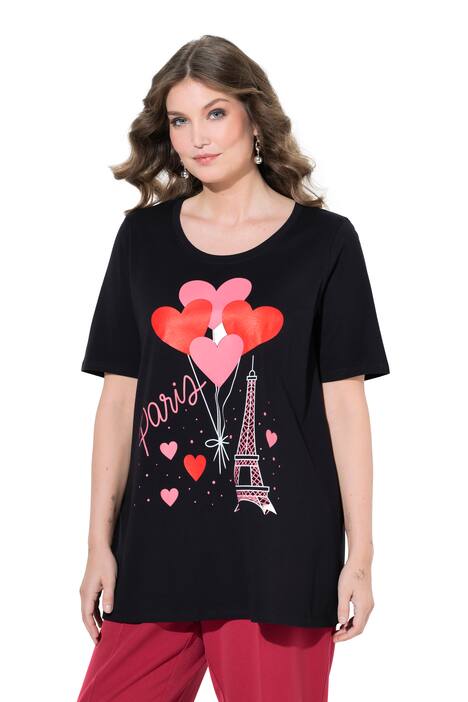 Tričko, A střih, motiv Eiffelovy věže se srdíčky, krátké rukávy