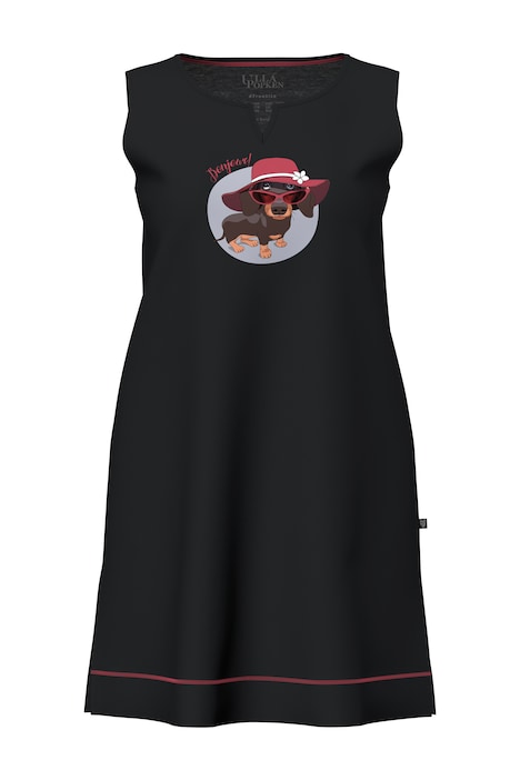 Dlouhé tričko, motiv psa, kulatý výstřih, bez rukávů