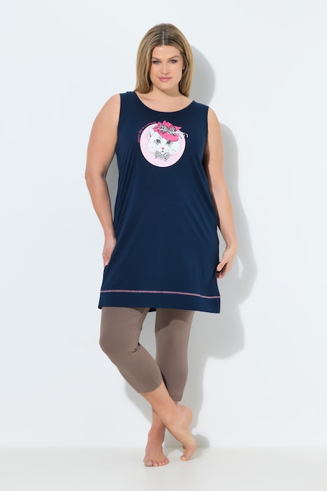 Longshirt, Katzenmotiv, Rundhals, ärmellos