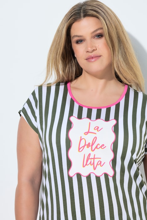 Bigshirt, raidallinen, kirjaimet, pyöreä pääntie, holkkihihat