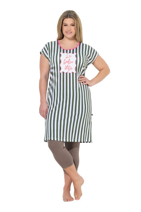 Dlouhé tričko, pruhy, písmo, kulatý výstřih, nabírané rukávy