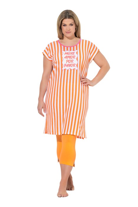 Dlouhé tričko, pruhy, písmo, kulatý výstřih, nabírané rukávy