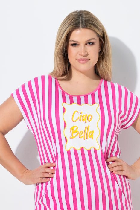 Bigshirt, raidallinen, kirjaimet, pyöreä pääntie, holkkihihat