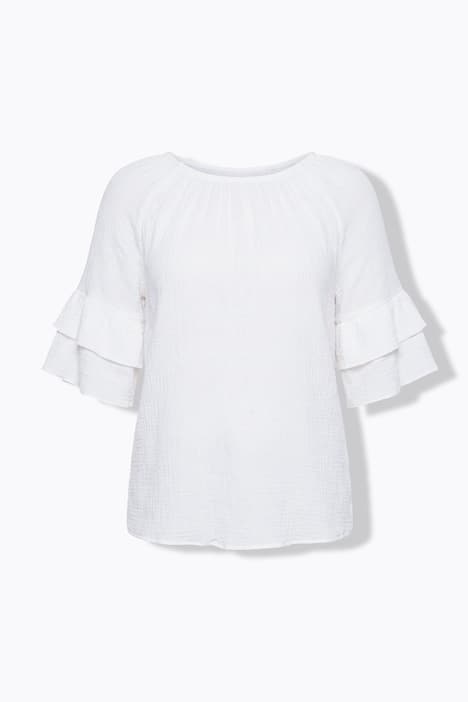 Bluse, A-Linie, Musselin, elastischer Carmen-Ausschnitt