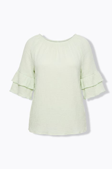 Bluse, A-Linie, Musselin, elastischer Carmen-Ausschnitt