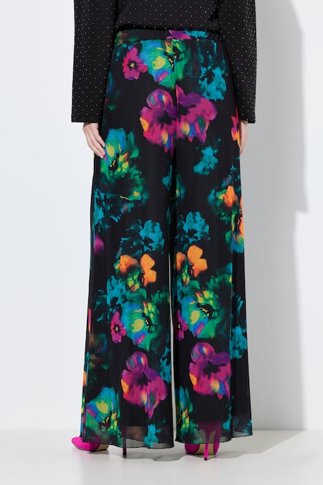 Mesh-Hose, sehr weites Bein, Blütenmuster