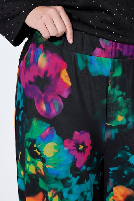 Mesh-Hose, sehr weites Bein, Blütenmuster