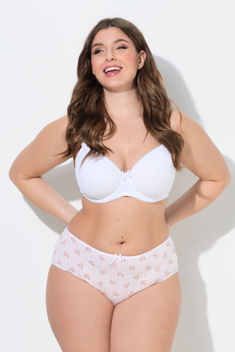 Figi midi, 5 par, kwiatki i paski/jednokolorowe