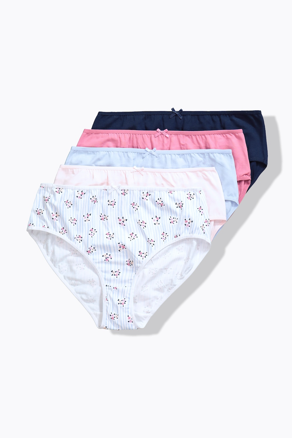 Miditruser, 5-pakning, blomsterstriper/ensfarget