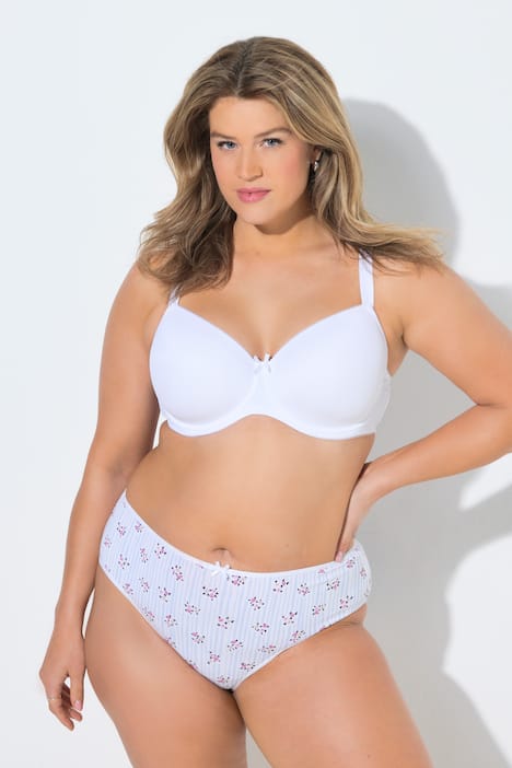 Figi midi, 5 par, kwiatki i paski/jednokolorowe