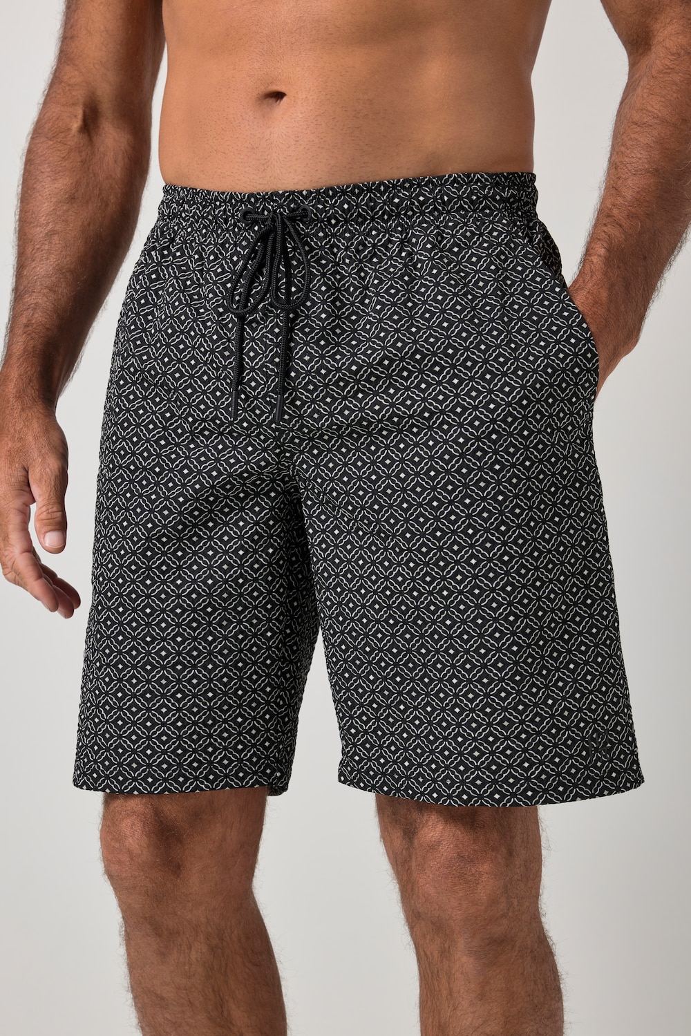 Badeshorts, Beachwear, Seersucker-Struktur, Alloverprint, Elastikbund, bis 8 XL