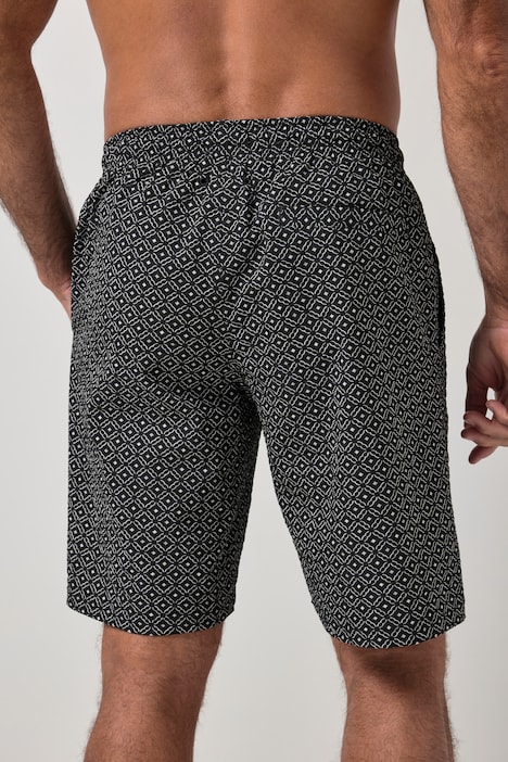Badeshorts, Beachwear, Seersucker-Struktur, Alloverprint, Elastikbund, bis 8 XL