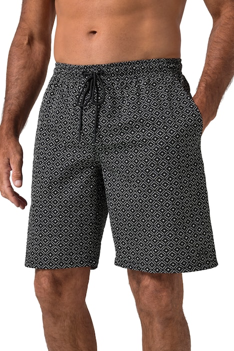 Plavecké šortky, plážová móda, textura seersucker, celoplošný potisk, elastický pas, do velikosti 8XL