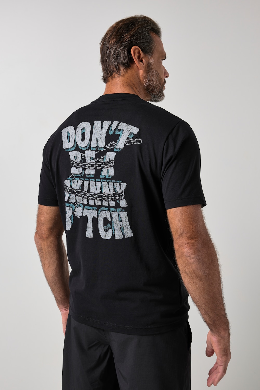 Stora storlekar T-shirt i FLEXNAMIC® med ryggprint, Her, svart, storlek: 3XL, Bomull, JAY-PI