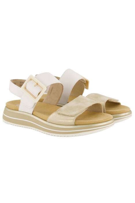 Kožené sandály Remonte, plochá podrážka, zapínání na suchý zip, šířka F 1/2