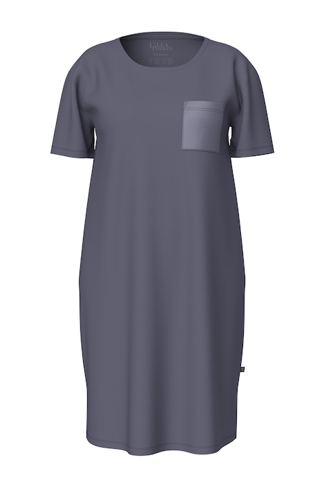 Noční košile, saténová náprsní kapsa, kulatý výstřih, polodlouhý rukáv