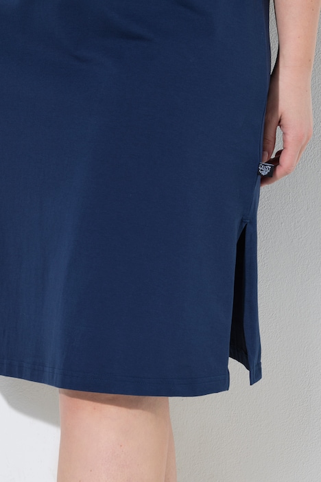 Nachthemd, Satin-Brusttasche, Rundhals, Halbarm