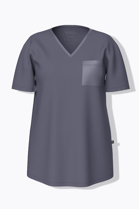 Pyjama, satijnen borstzak, V-hals, korte mouwen