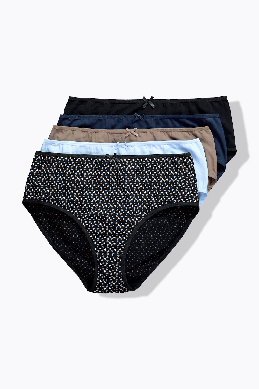 Midislips, 5er-Pack, Muster/einfarbig