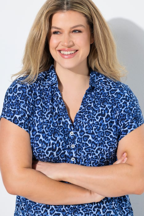 Pyjama motif léopard, col chemise et manches courtes