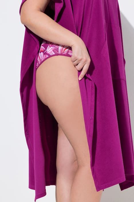 Badstof poncho, capuchon, drukknoop-zijkanten