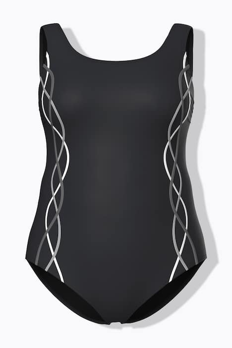 Badeanzug, Zierpaspeln, ohne Softcups, Rundhals