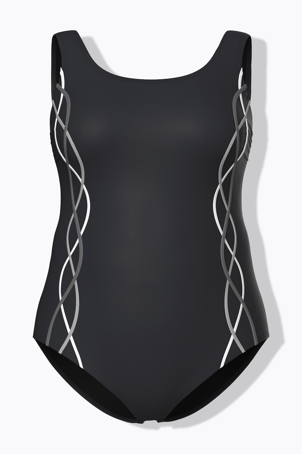 Badeanzug, Zierpaspeln, ohne Softcups, Rundhals