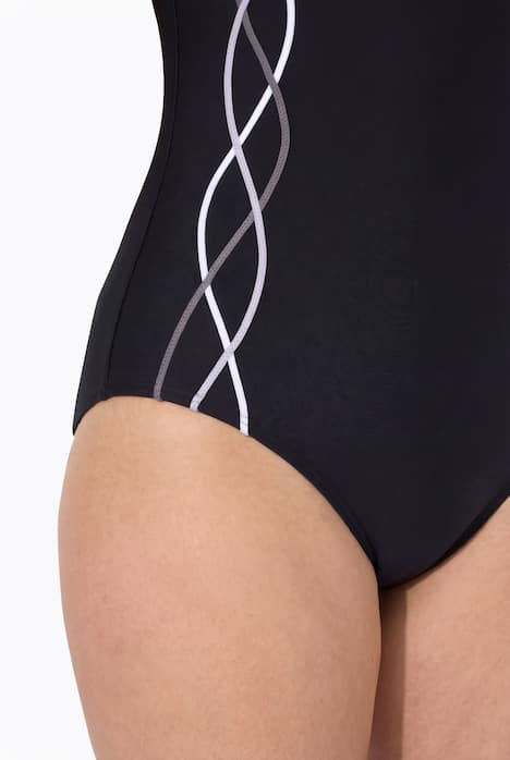 Badeanzug, Zierpaspeln, ohne Softcups, Rundhals