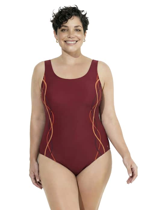 Plavky, ozdobné lemovky, bez měkkých košíčků, kulatý výstřih