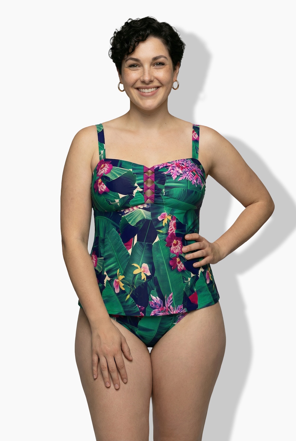 Tankini, Blüten, Softcups, Träger verstellbar, recycelt