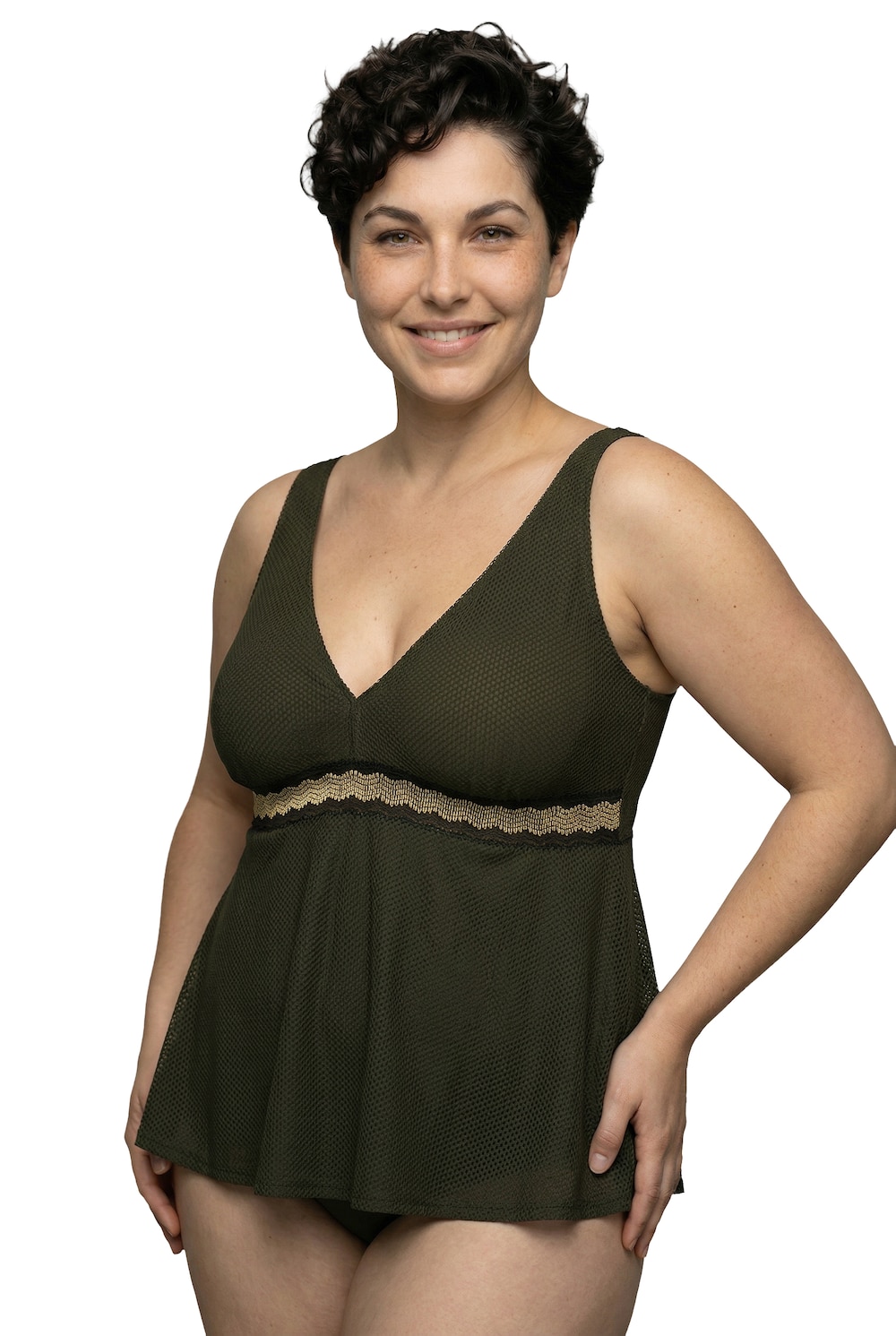 Stora storlekar Tankini, Dam, grön, storlek: 44, Polyester/Elastan, Ulla Popken
