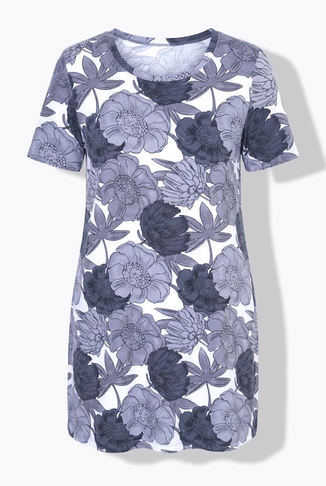 T-shirt dal taglio svasato con fantasia floreale e mezze maniche