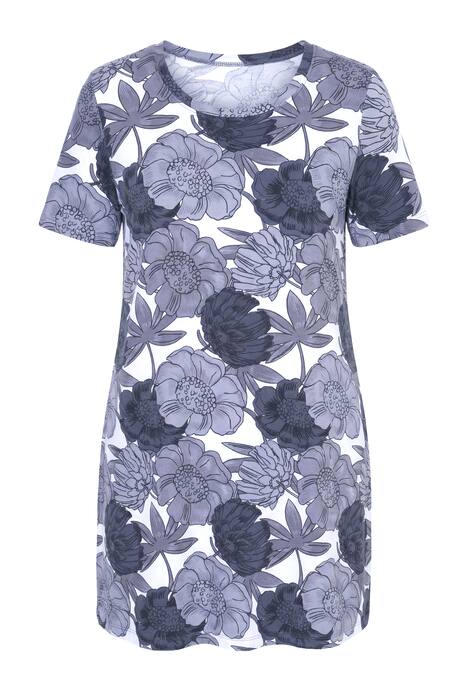 Monochrome Floral Short Sleeve Knit Tunic
