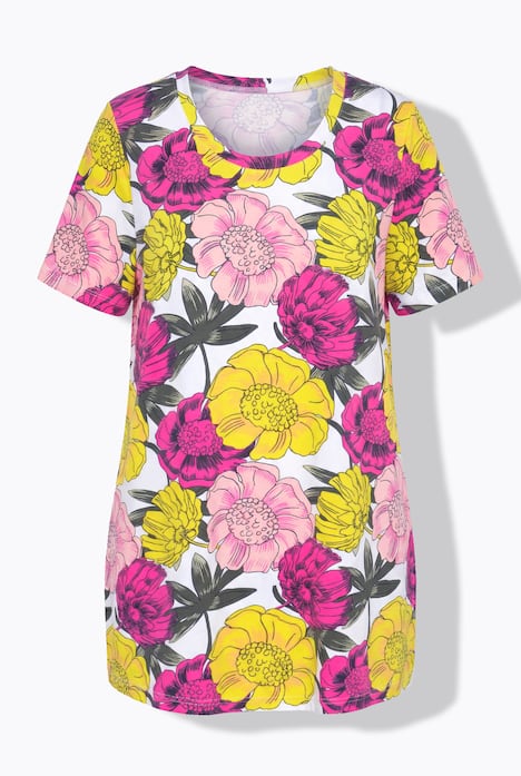 T-shirt dal taglio svasato con fantasia floreale e mezze maniche